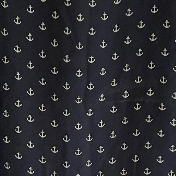 J. CREW Silk Popover Blouse Anchor Nautical Print Navy Blue White 0 - Picture 5 of 6